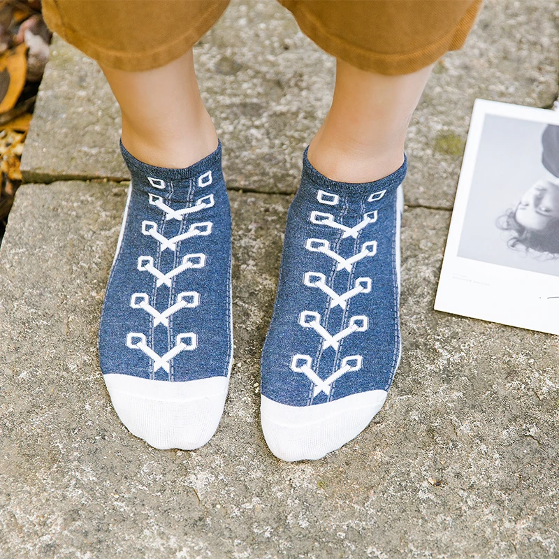 5 пар/коробка забавные туфли с принтом короткие тапочки носки хлопковые