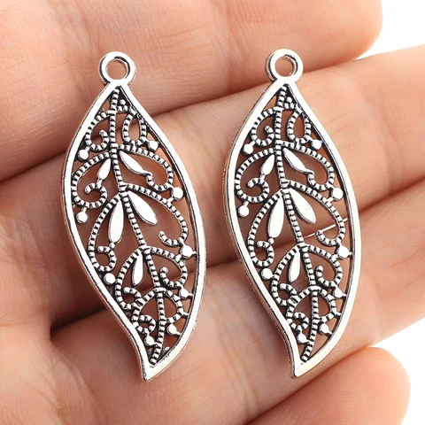12 шт. 17X38 мм антикварные тибетские серебряные подвески браслет ожерелье кулон новая мода лист