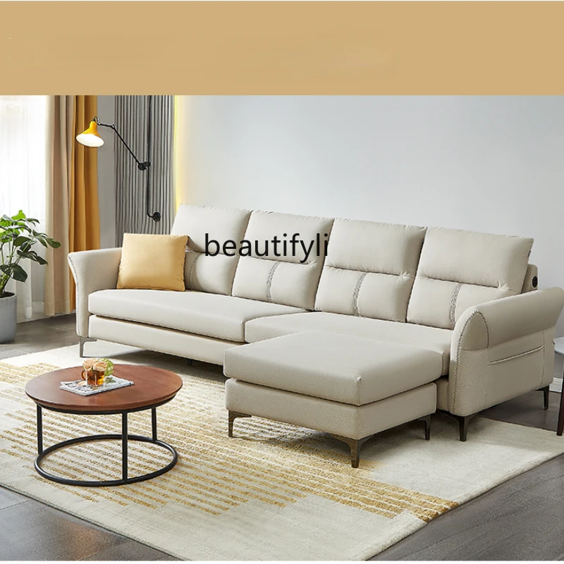 

yj Technology Cloth Sofa Modern Simple Small Apartment Living Room Cloth Sofa Latex Sofa Combination