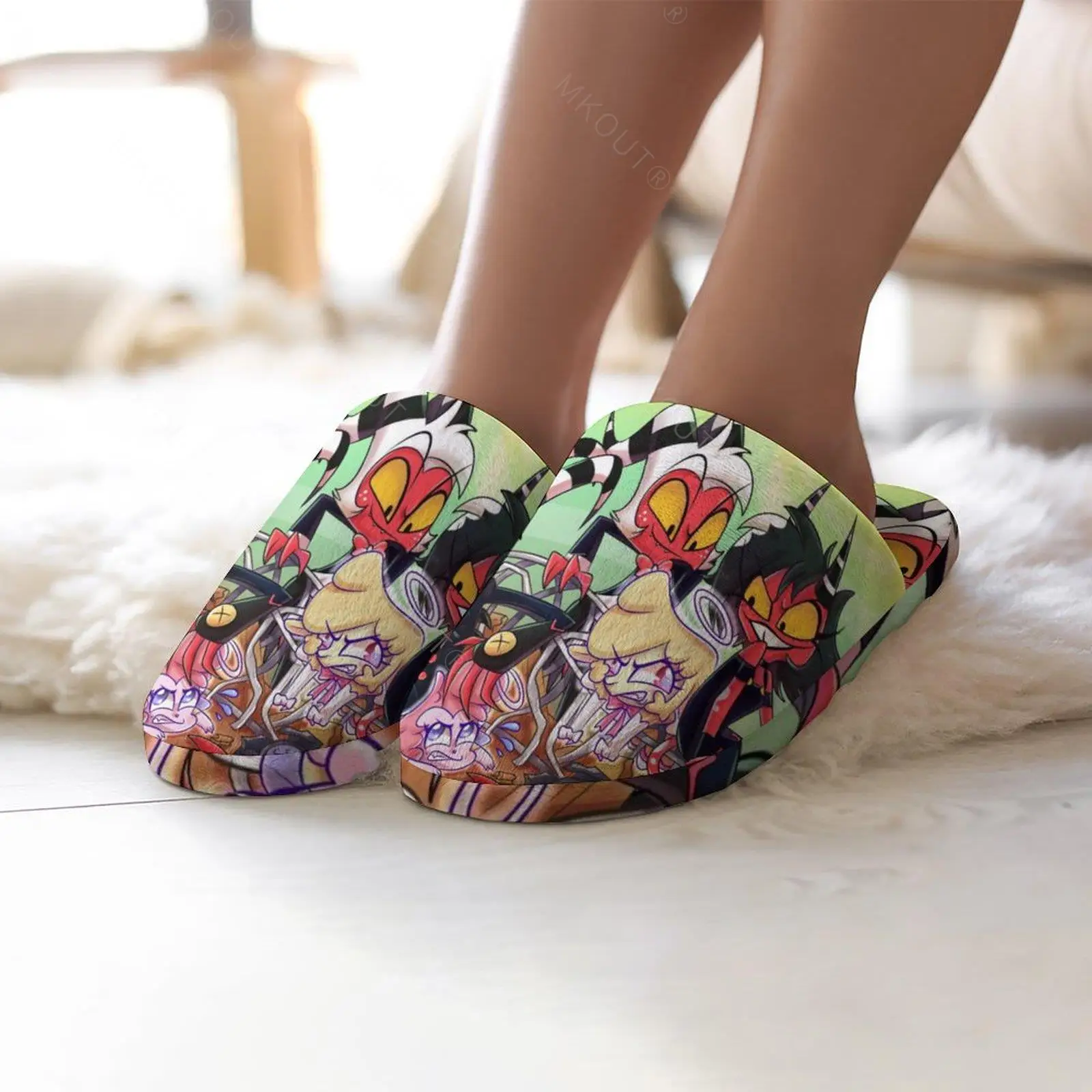 Теплые хлопковые тапочки Helluva Boss (1) для мужчин и женщин толстая мягкая подошва