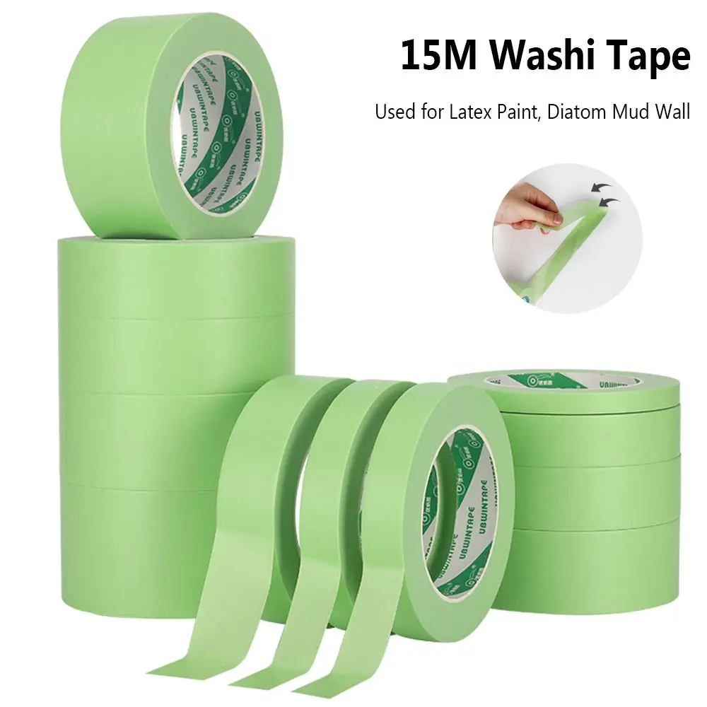 

15M Indoor Outdoor Adhesive Wall Art No Trace Masking Tape Latex Paint Separation Weak Viscous Washi Tape