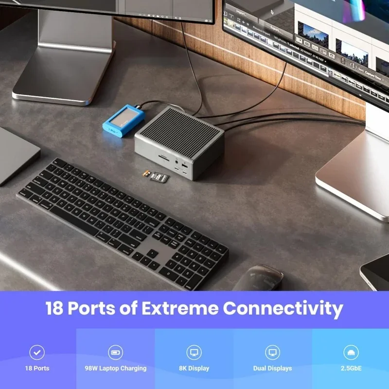 Док-станция TS4 Thunderbolt 4 — 18 портов зарядка 98 Вт 40 Гбит/с USB-A/C 2 5 Гбит 8 тыс./6 тыс.