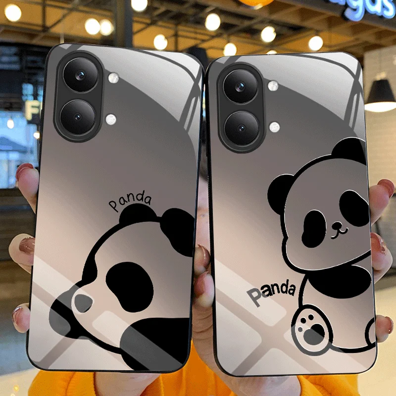 Фото Чехол из закаленного стекла для Xiaomi Poco X8 Max, защитный чехол с рисунком панды, задняя крышка, чехол-футляр №1