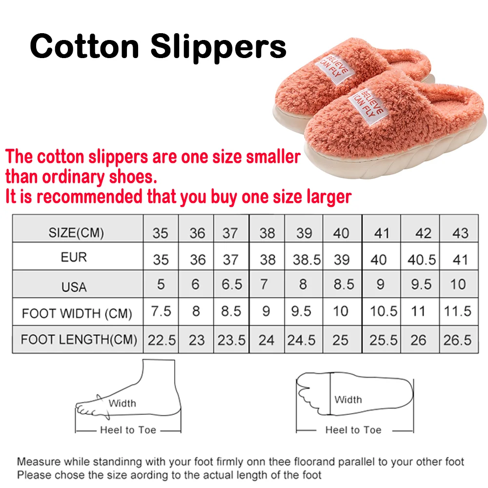 2022 Winter Women Slippers Winter Home Slippers Funny Slippers Cotton Slippers Female Home Indoor Non-Slip Pair Plush Slippers