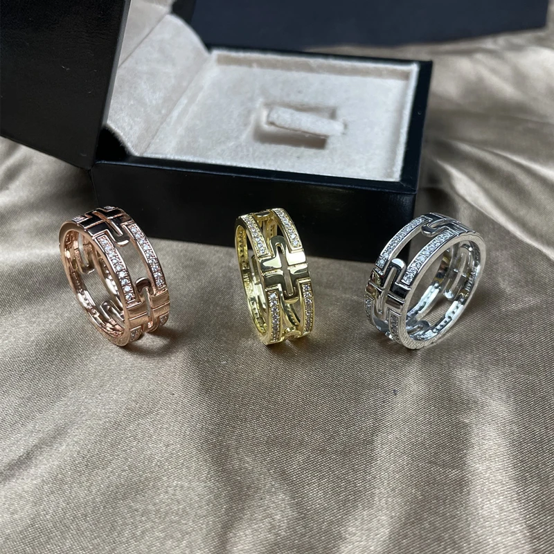 

Classic 925 Sterling Silver Zircon Paperclip Door Ring Men's and Women's Fashion Brand Simple Light Luxury Jewelry