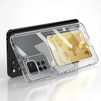 transparent card slot bag holder case for xiaomi redmi note 11 10 9 pro max 9s 9c 10s 10t 11e 11s 11t 10a 10c 9t wallet cover