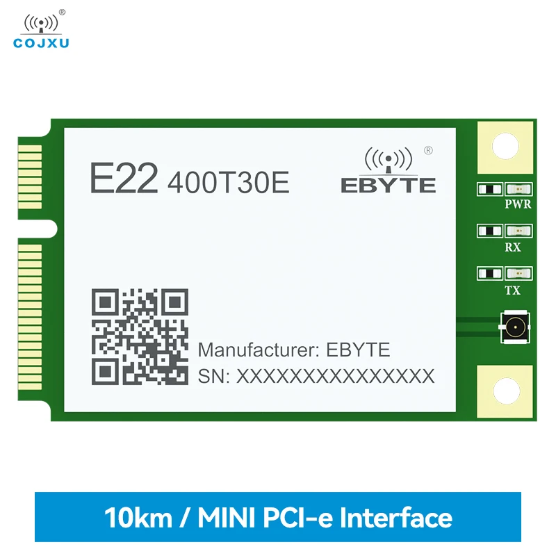 Беспроводной модуль спектра LoRa 433 МГц, COJXU E22-400T30E MINI PCI-e стандартный интерфейс UART/RS485/RS232/USB 30 дБм 10 км IPEX