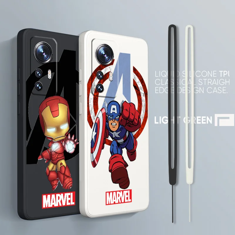 

Marvel Captain America For Xiaomi Mi 13 12T 11i 11X 10S 10 Pro Lite Ultra 5G Liquid Rope Silicone Phone Case