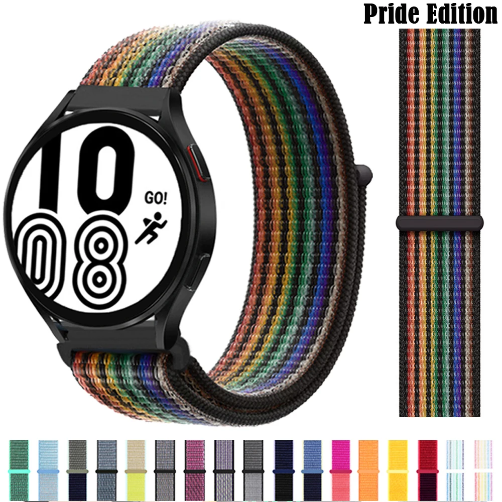 Ремешок для Samsung Galaxy watch 4/Classic/40/46 мм/Active 2 pride нейлоновый браслет-петля amazfit bip gts/gtr 3