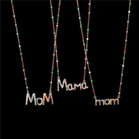 arrival elegant dripping oil necklace diamond mom letter necklace clavicle chain mothers day gift pendant jewelry for women