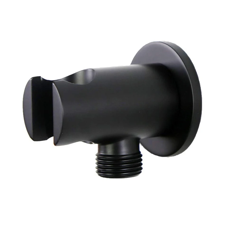 

Wall Mounted Brass Shower Head Handset Holder Kit Round Bracket Matt Black Faucet Replacement Shower Stand
