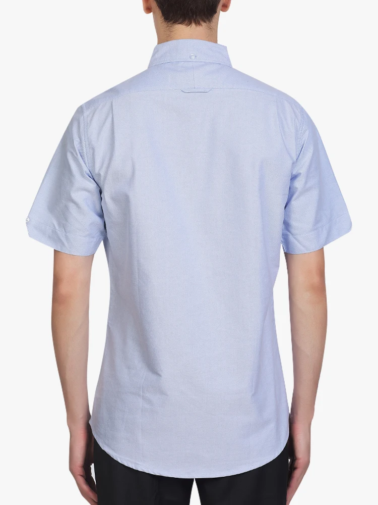 TB THOM Men's Shirt White Fashion Top Brand Striped Closure Casual Oxford Fine Cotton Short Sleeve High Quality Summer Shirts
