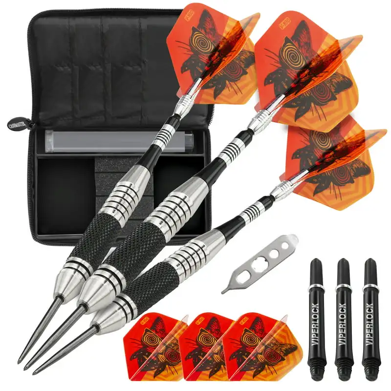 

Freak Steel Tip Darts Knurled and Grooved Barrel 22 Grams and Select Black Nylon Case