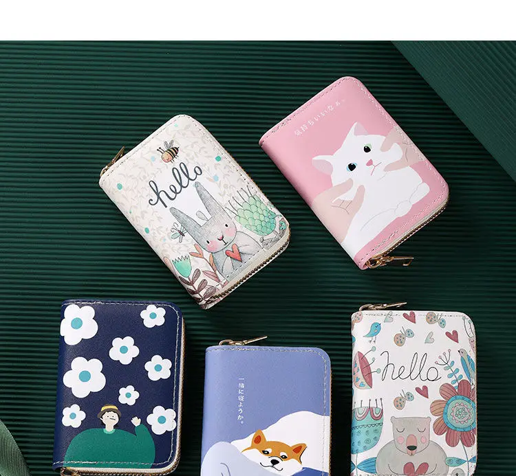 Женские кошельки Kawaii с изображением животных кожаная сумка держателем для карт