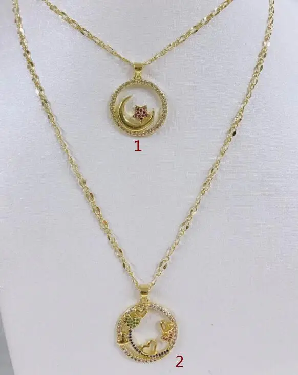 

moon star heart Necklace For Women Girls Gold Plated Pendant CZ Pave Wholesale Party Birthday Jewelry ds4f Necklace