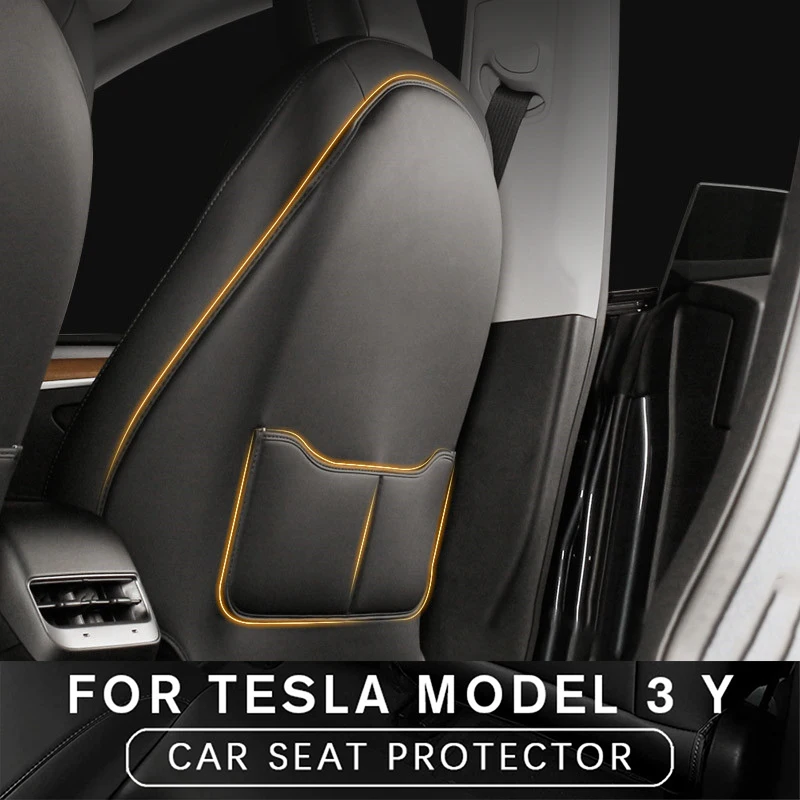 

Автомобильная Противоударная подкладка для Tesla Model 3/Y, искусственная кожа, искусственная кожа, с карманом, Противоударная подкладка, аксессуары для интерьера автомобиля