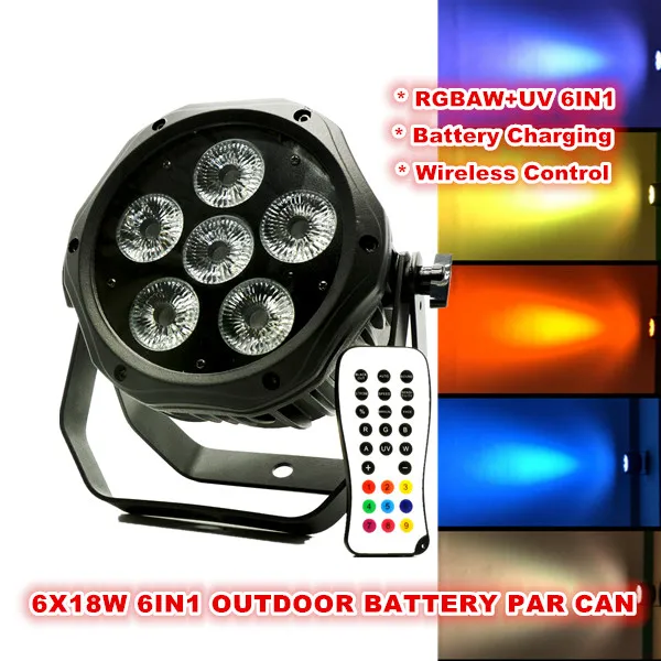 

(6pcs+1flycase) battery par light outdoor 6x18w 6in1 rgbaw uv wireless battery operated waterproof led par lighting stage wash
