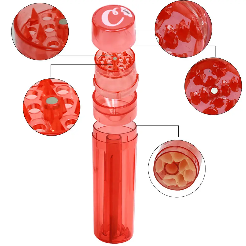 

Smoke Plastic Grinder Rolled Cones Grinder Transparent Spice Tobacco Cutting Pipe Accessories For Smoke Tool