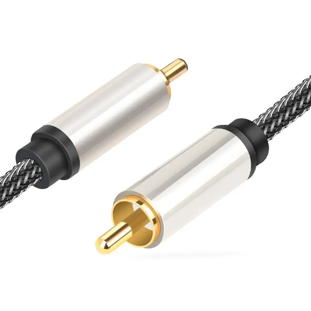 Digital Audio Cable Hifi 5.1 Spdif RCA To RCA Male To Male Coaxial Cable Connector Nylon Braid Cable for Home Theater HDTV