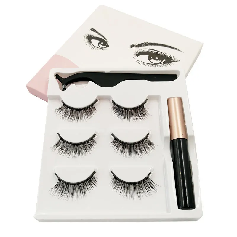 

Magnetic Eyeliner Liquid False Eyelashes Set 3 Pairs Lashes To Extend The Makeup Lasting Natural Glue-free Reusable Wholesale