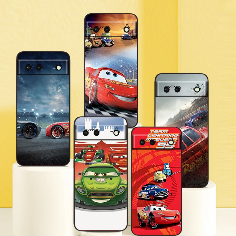 

Lightning McQueen Cars Phone Case For Google Pixel 7 6 Pro 6A 5A 5 4 4A XL 5G Black Shell Soft Cover Fundas Coque Capa