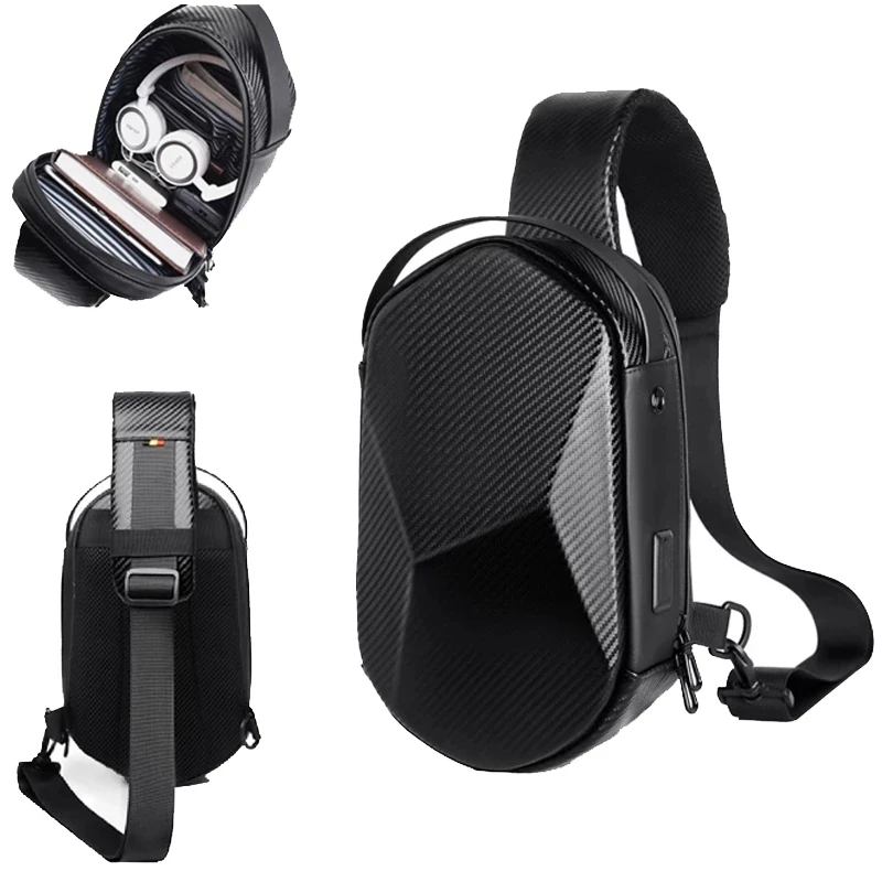 

Men Fashion Multifunction USB Crossbody Bag Shoulder Bag Waterproof Travel Sling Messenger Pack Chest Bag for Male Women Female