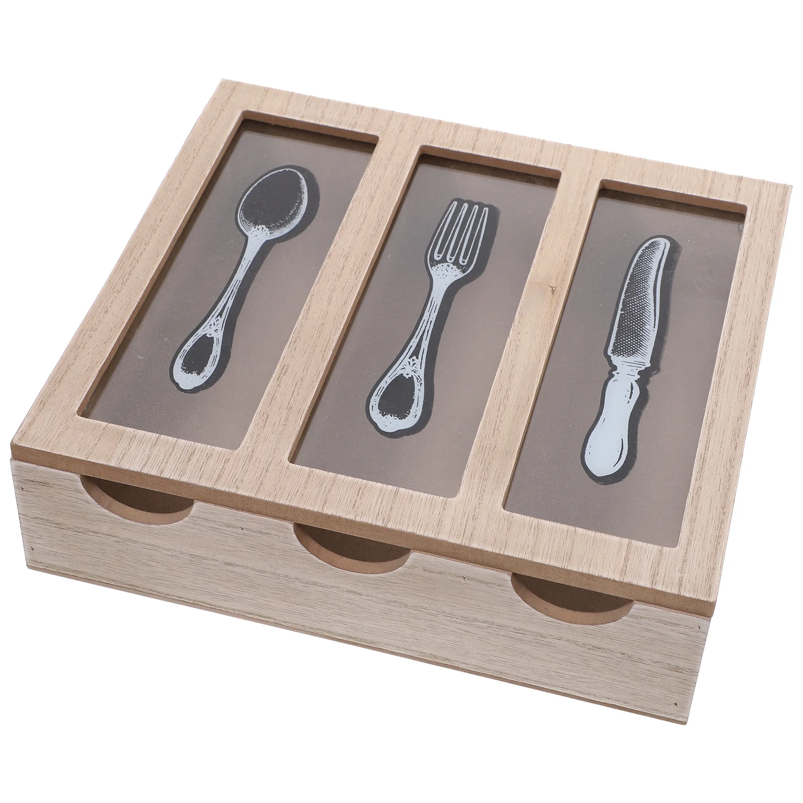 

Cutlery Utensil Box Organizer Holder Wooden Storage Silverware Tray Drawer Countertop Flatware Casekitchen Chestholders