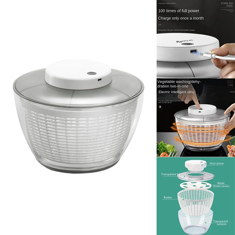 

Electric Salad Spinner Food Strainers Salad Making Tool Accessory Automatic Vegetable Salad Ehydrator 6L