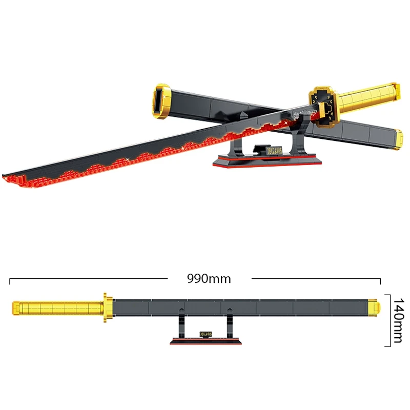 

Игрушки MOC для детей: убийца демонов, катана, японский нож, нихириновый меч, модель Yoriichi Tsugikuni, строительные блоки, кирпичи, оружие, игрушки «сделай сам», подарки для детей