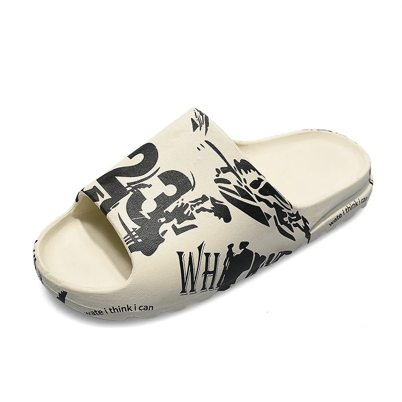 

Bone White YZY Slides In Number 23 Green Slip On Breathable Summer Sandals Men Slipper Fish Mouth