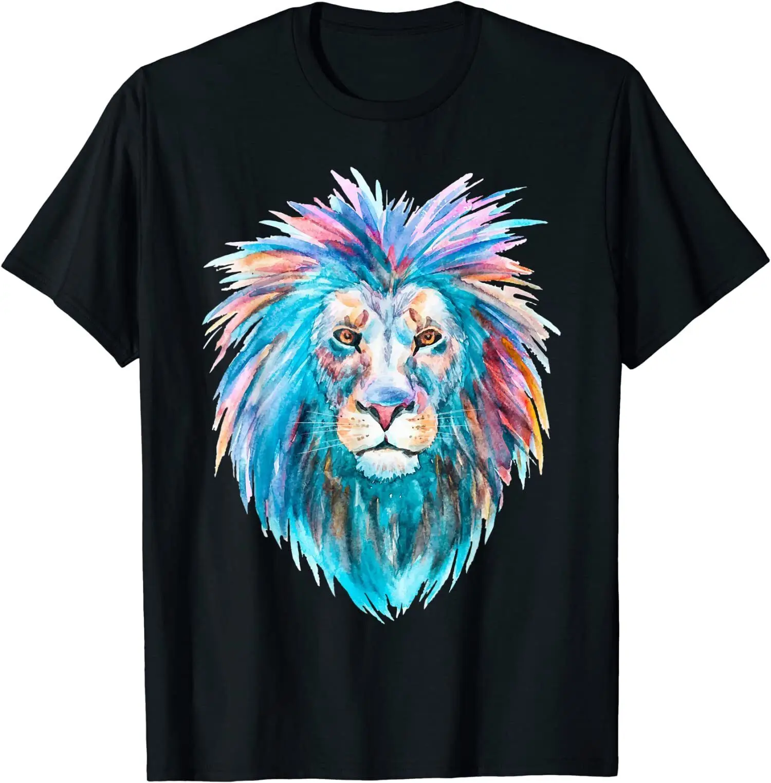 

Colorful Li0n Head Animal Design Great Pure Cotton T Shirt Men Casual Short Sleeve Tees Tops Dropshipping