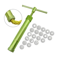 rotary squeezer clay cake sculpture gun with 20 tips clay craft sugar paste extruder fondant cake sculpture mold tool