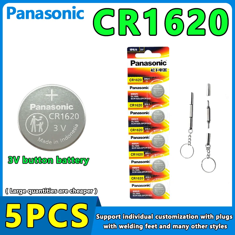

Original Panasonic CR1620 3V Lithium Battery For Car Remote Control Calculator Watch Scales Shavers DL1620 Button Coin Cells