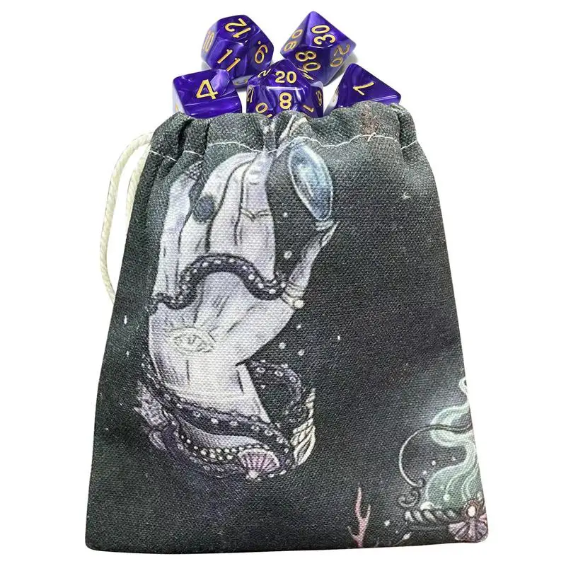 

Сумка Tarot Rune, сумка для хранения ювелирных изделий, маленький размер, ручная печать призрака, сумка Tarot со шнурком, Сумка с руниной или подарочной сумкой для карт