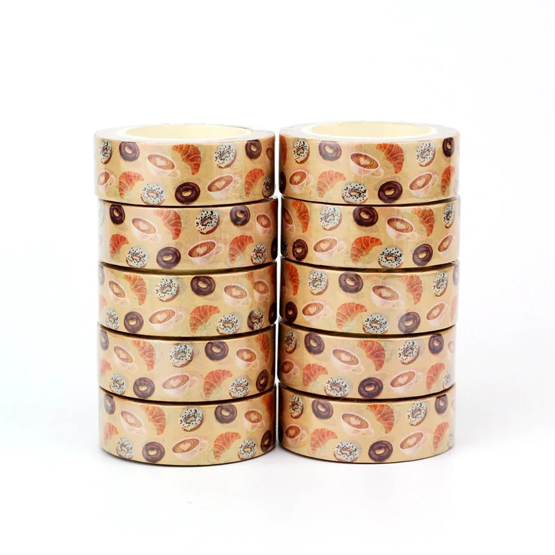 

2022 NEW 10pcs Decorative coffee sweets donuts Croissants Washi Tapes Scrapbooking Planner Adhesive Masking Tape Cute Papeleria