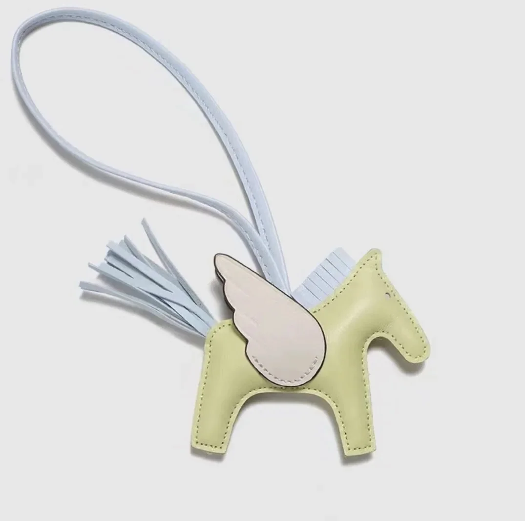 

Pegasus Pendant Textured Sheepskin Leather Tassel Handmade Cute Mini Angel Bag Pendant For Women XL