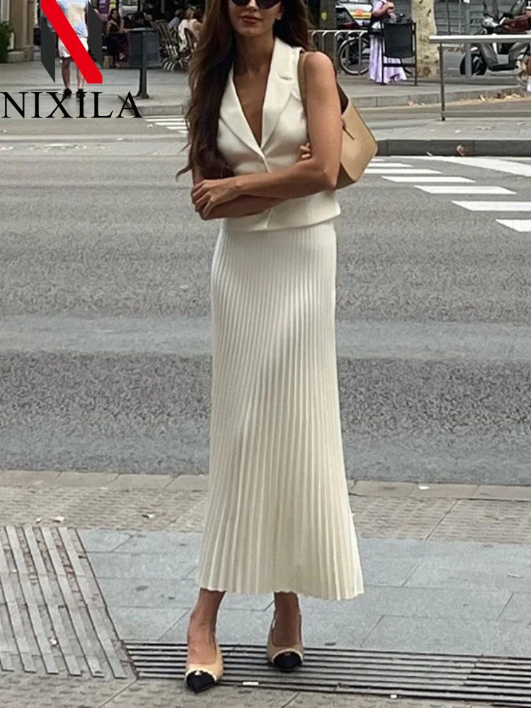 Новые летние женские комплекты с юбкой элегантные офисные укороченные топы