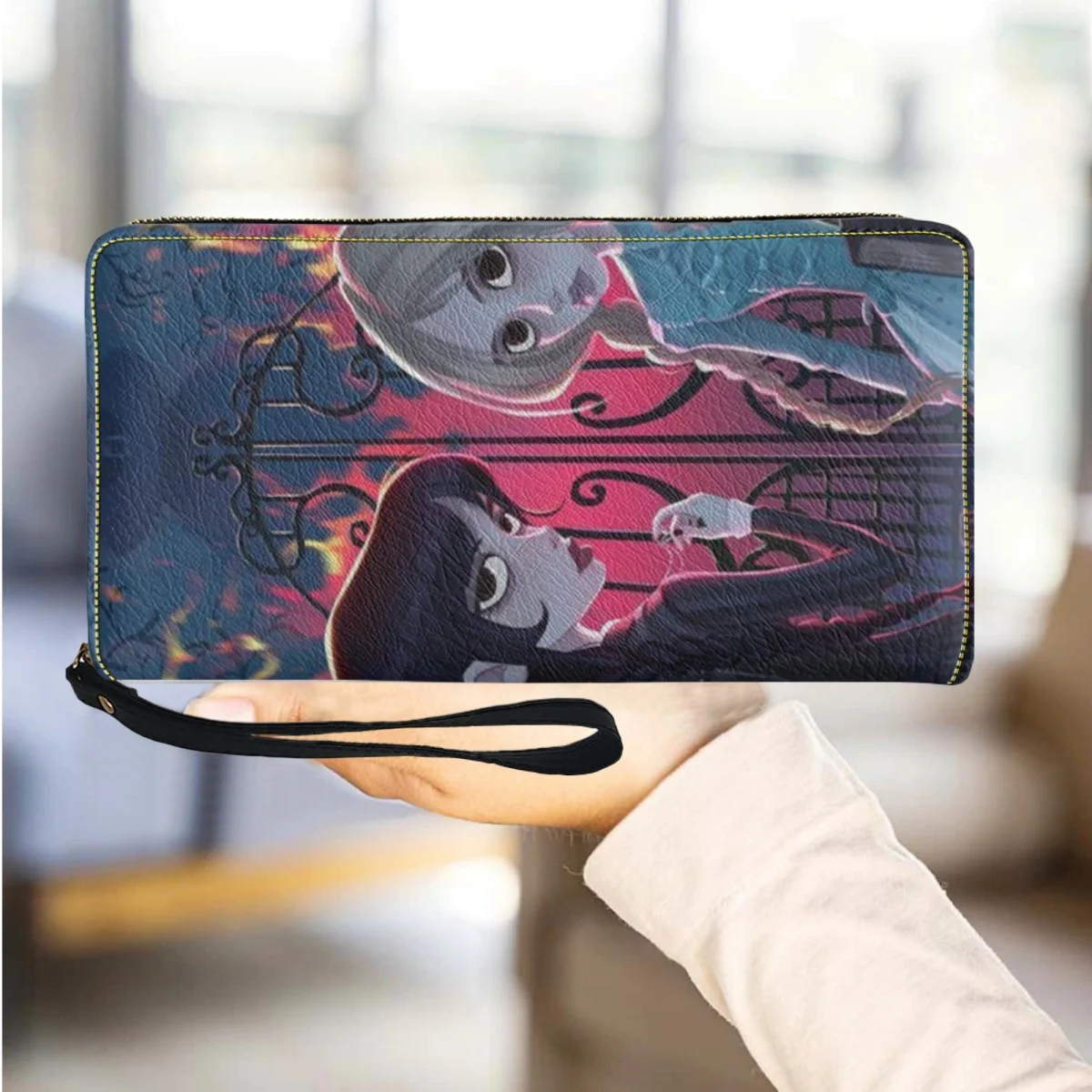 

Держатель для паспорта и монет TV Drama, узор в среду, Длинный кошелек из искусственной кожи на ремне для путешествий, повседневный маленький бумажник