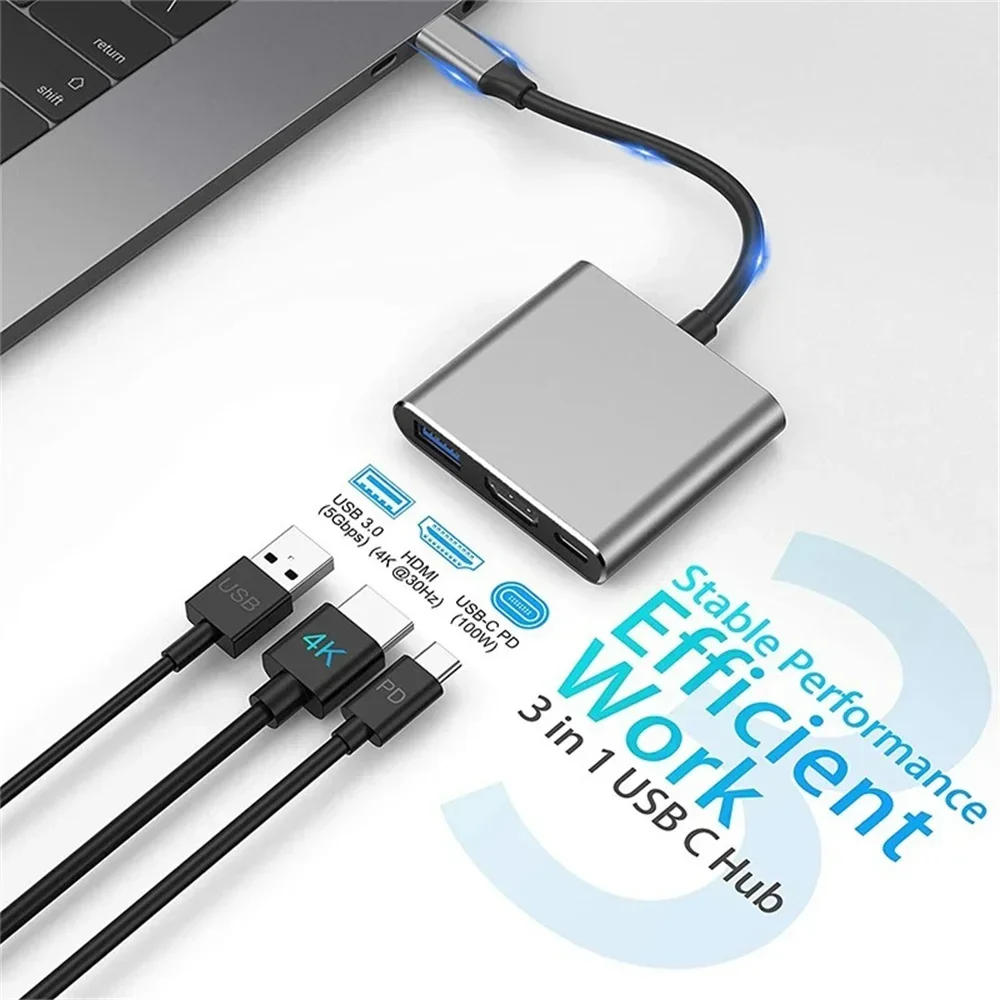3 в 1 Usb-C Usb-концентратор 4k Usb 3.1 Type-C к 3.0 папа-мама HDMI-совместимый зарядный адаптер
