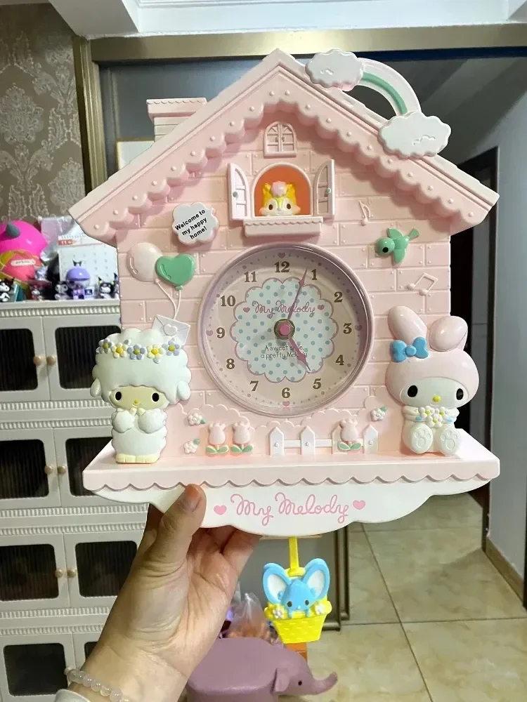 Sanrio милые настенные часы Cinnamoroll мелодия мультфильм pompurins подвесные качающиеся