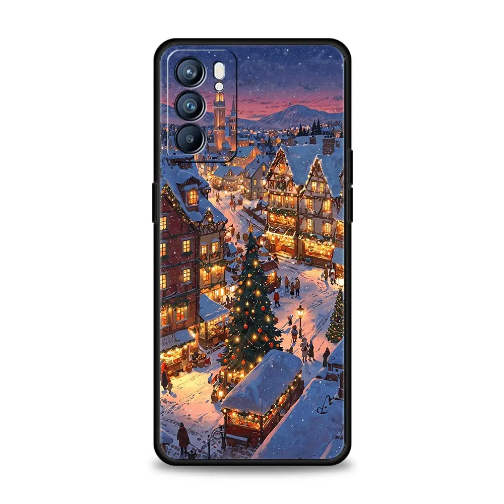Фото Чехол в мультяшном рождественском стиле для Oppo Reno14, Reno13, Reno12, 11 F, 10, Find X5, X9 Pro, A54 5G, A53, A52, A9, A16, A78 4G, A80, A98 №3