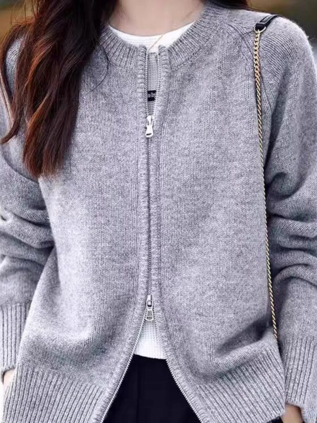 Girdear с белым воротником новинка 2024 осенний новый флисовый вязаный кардиган в
