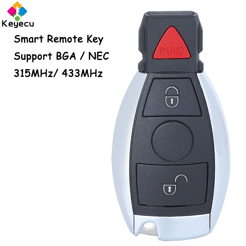 

KEYECU Smart Remote Car Key for Mercedes Benz 705 Moto 1997-2000, NEC 2001-2010, BGA 2011-2016 Fob 2+1 3 Buttons 315MHz/ 433MHz