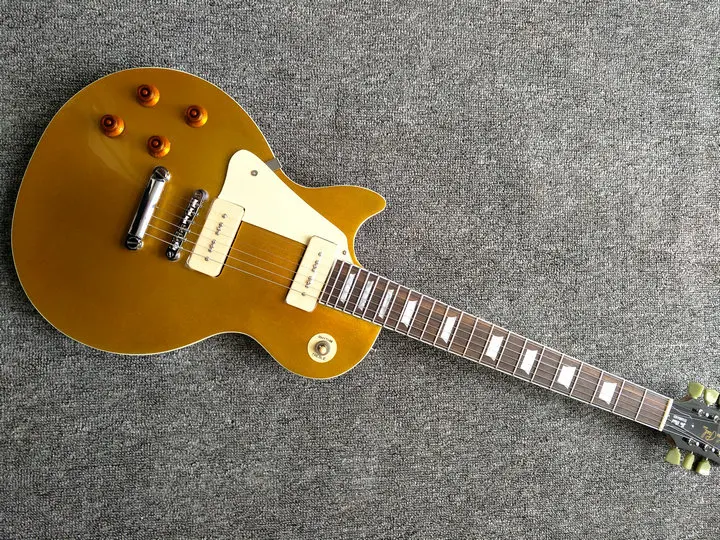 

Wholesale & Retail New Style P90 Pickup Gold Pattern Left Hand Guitar Electric Guitar High Quality Free Shipping