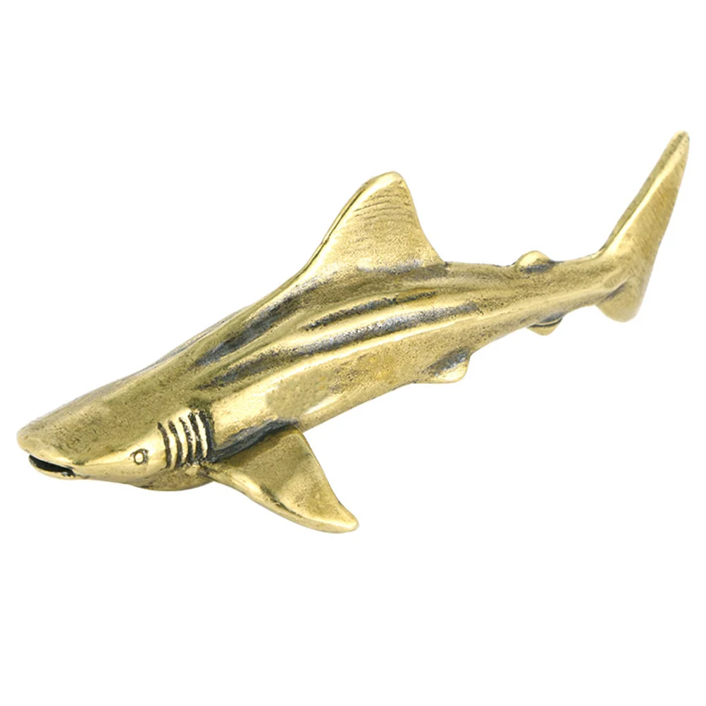 

China Desktop Shark Shaped Decor Indoor Tabletop Ornament Retro Brass Craft Figurine Miniatures Adornment Toy