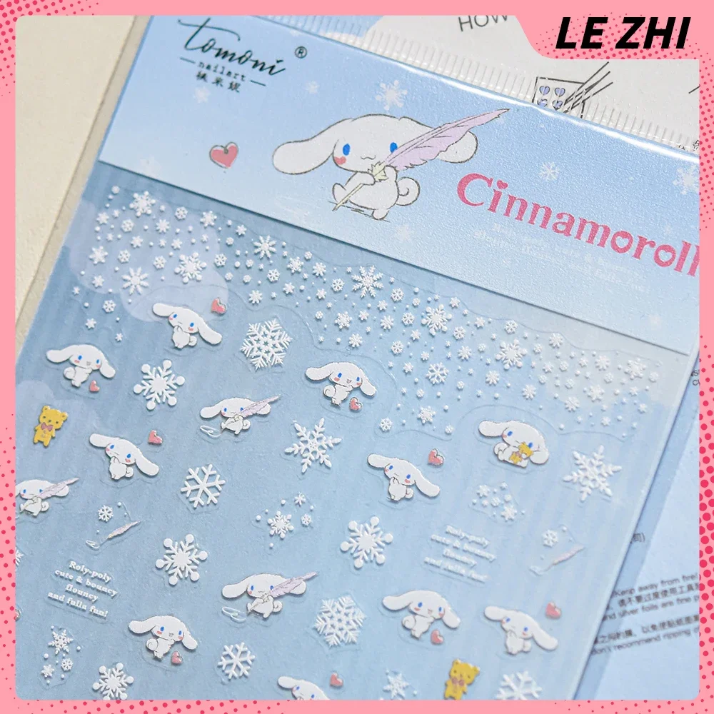 Sanrio Рождество Hellokitty Cinnamoroll новые мультяшные наклейки для ногтей Снеговик