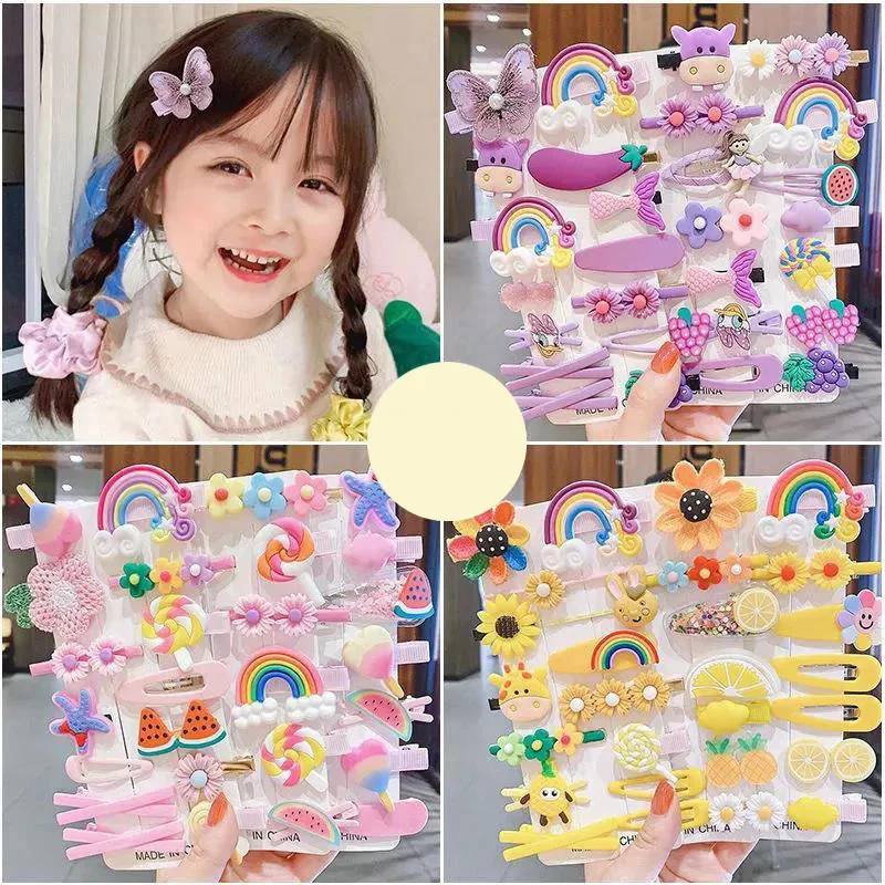 

14PCS Girls Hair Clip Rainbow Fruit Cartoon Hair Bands Hair Accessories Lovely Headwear Cute Hairpins Headdress Barrettes