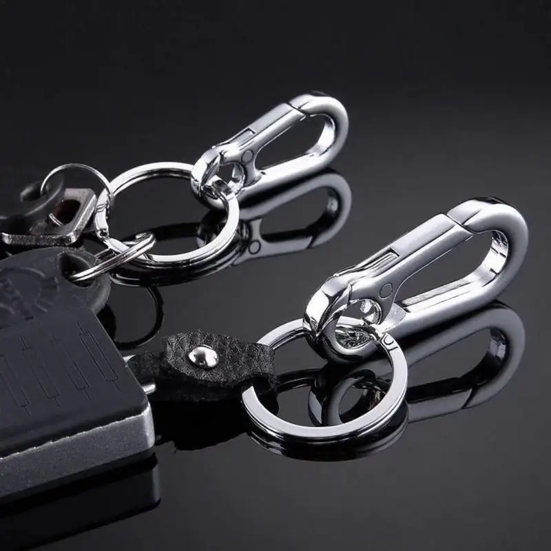 

Car Keychain Simple Strong Carabiner Shape Key Ring Stainless Steel Buckle Outdoor Hook Man Gift For Auto Interior Accessories