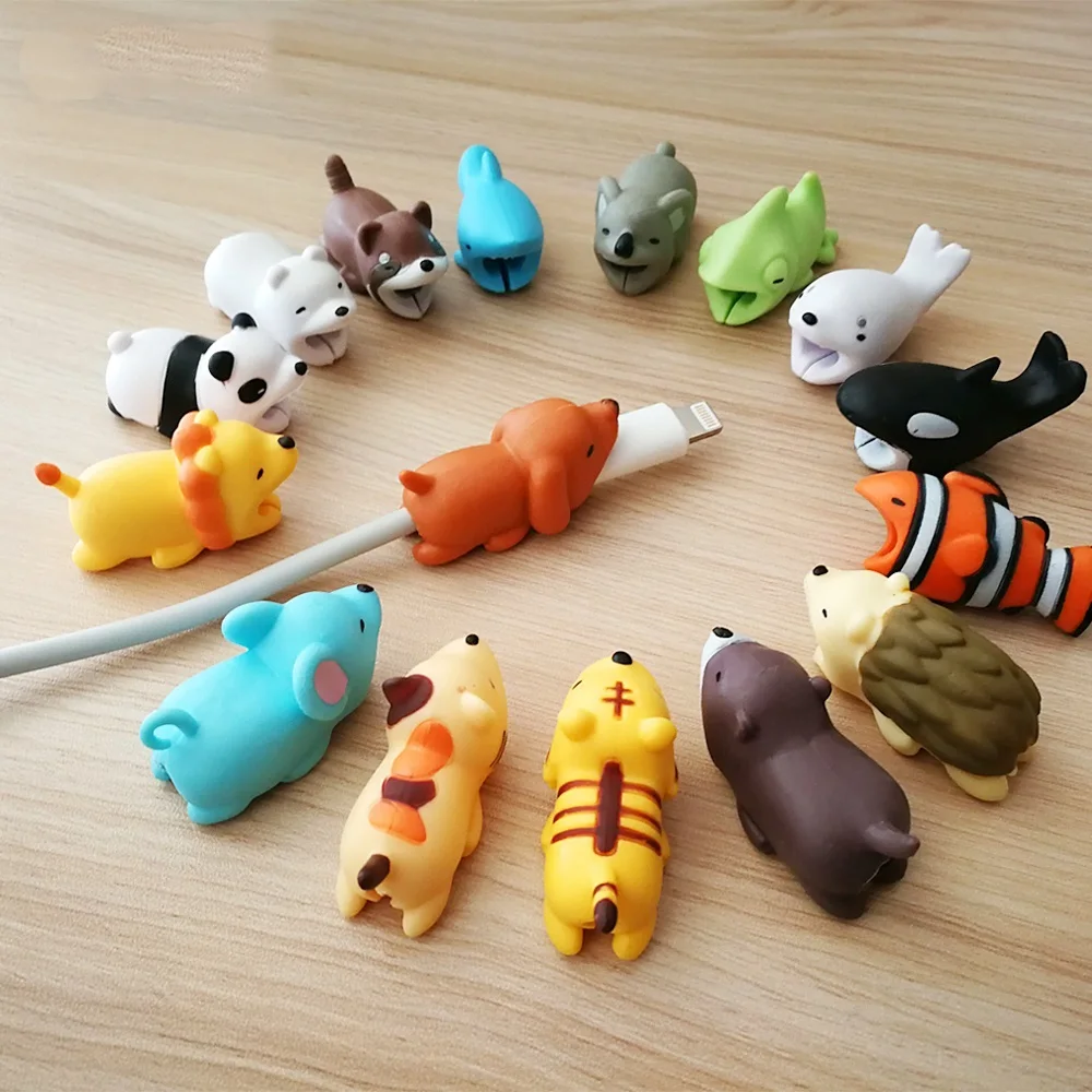 

USB Cable bites Protector Animal Cute Cartoon Cover Protect Case for Iphone cable Earphone cable buddies Cellphone Decor Wire