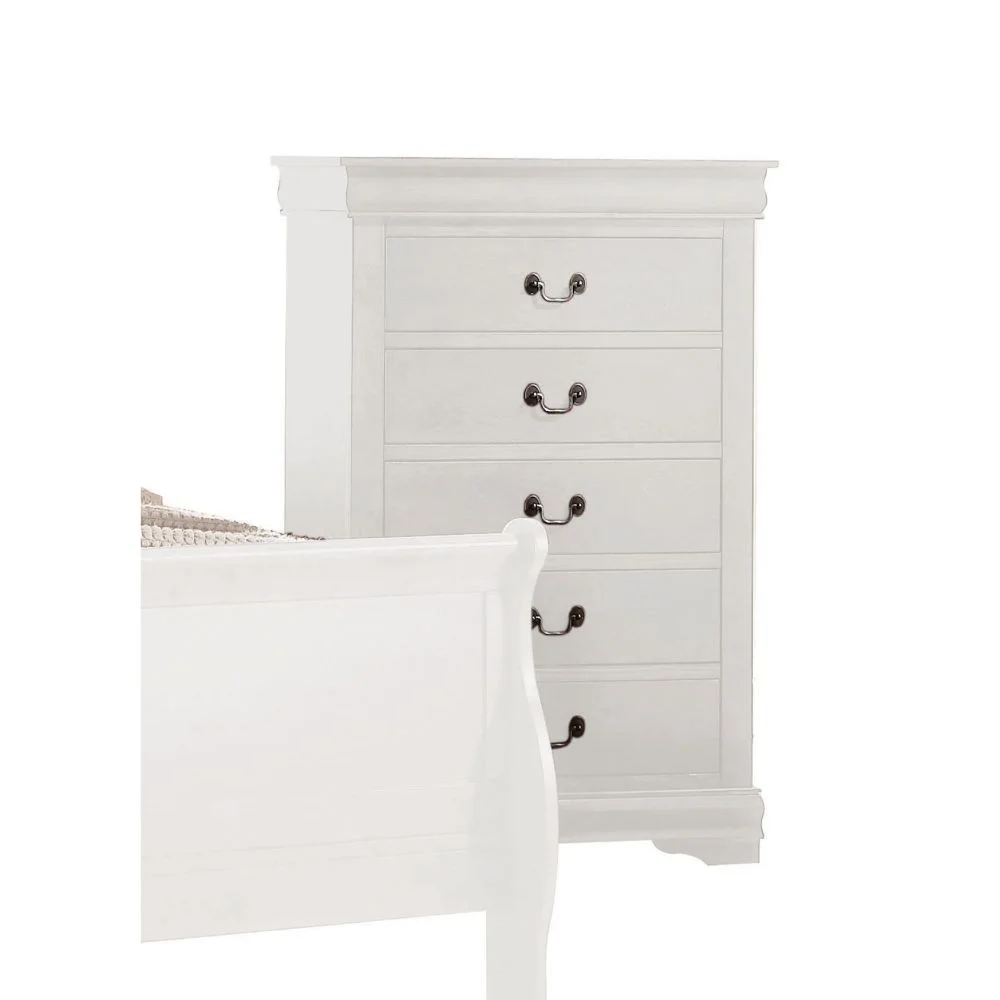 

Traditional Chest with 5 Storage Drawers Wardrobe Storage Cabinet Bedroom Furniture in White 31" x 15" x 47"H